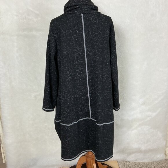 Moonlight Y & S Black White Long Sleeve Turtle Neck Stripe Pocket Patch Dress XL - Picture 4 of 8